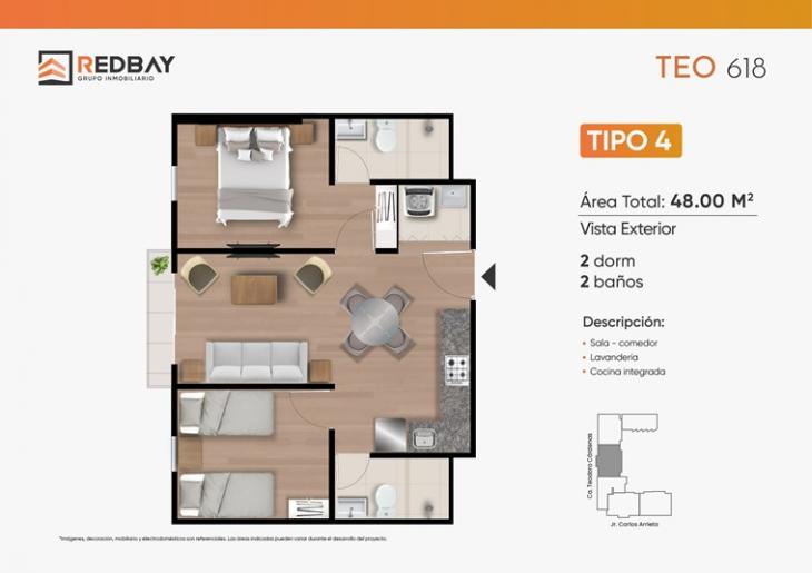 Plano del modelo X04 del proyecto TEO 618 en Cercado De Lima