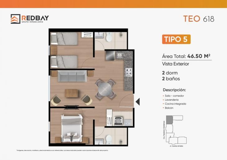 Plano del modelo X05 del proyecto TEO 618 en Cercado De Lima