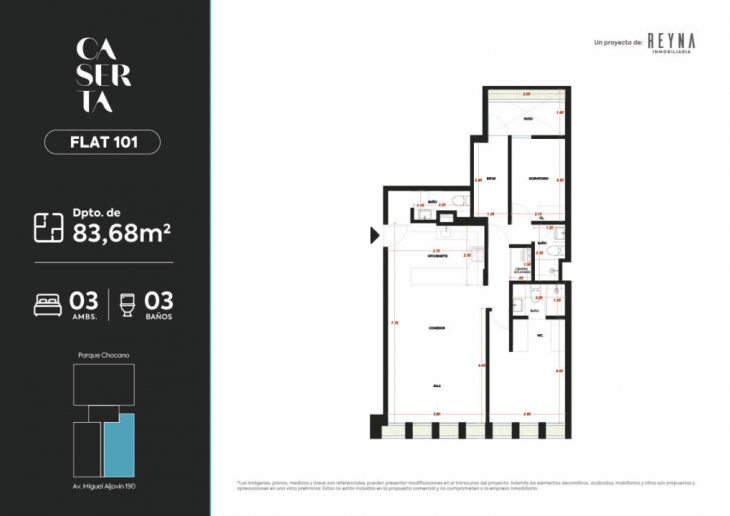 Plano del modelo AT101 del proyecto Caserta en Miraflores