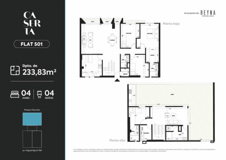 Plano del modelo AT503 del proyecto Caserta en Miraflores