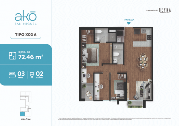 Plano del modelo Tipologia 2 del proyecto AKO en San Miguel