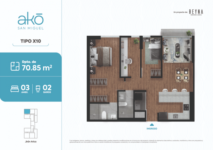 Plano del modelo Tipologia 10 del proyecto AKO en San Miguel