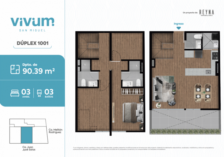 Plano del modelo Tipo 1001 del proyecto Vivum en San Miguel