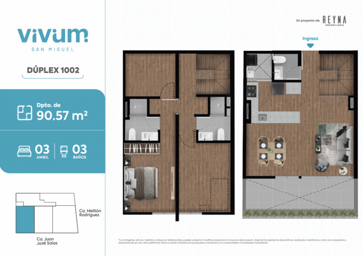 Plano del modelo Tipo 1002 del proyecto Vivum en San Miguel