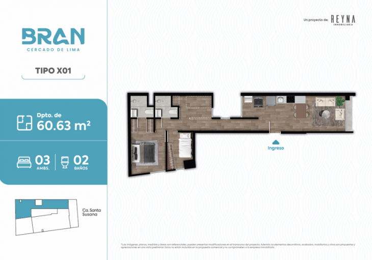 Plano del modelo TIPO 1 del proyecto BRAN en Cercado De Lima