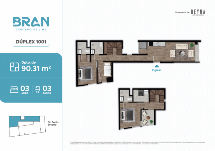 Plano del modelo TIPO 1001 del proyecto BRAN en Cercado De Lima