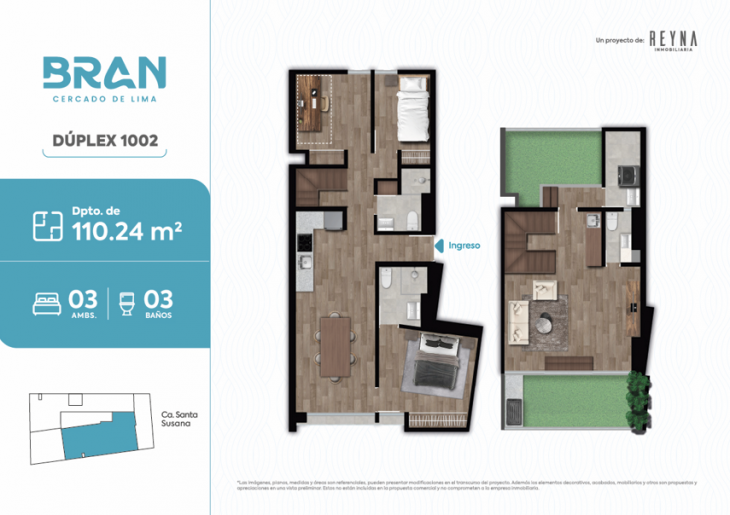 Plano del modelo TIPO 1002 del proyecto BRAN en Cercado De Lima
