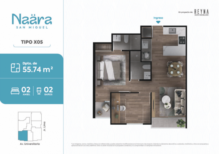 Plano del modelo TIPO 5 del proyecto NAÄRA en San Miguel