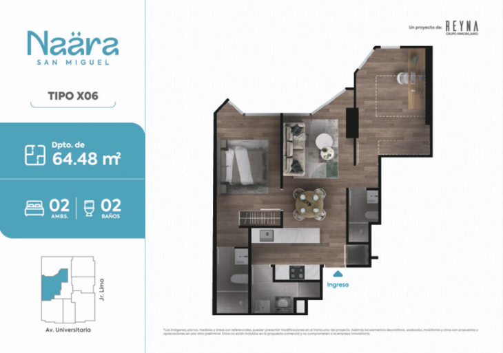 Plano del modelo TIPO 6 del proyecto NAÄRA en San Miguel
