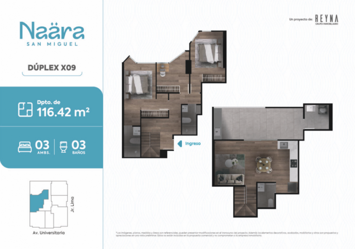 Plano del modelo TIPO 9 del proyecto NAÄRA en San Miguel