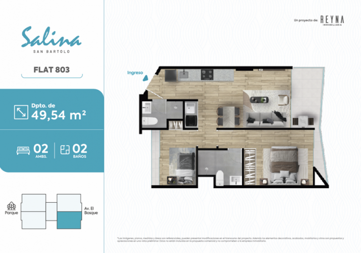 Plano del modelo TIPO 803 del proyecto Salina en San Bartolo