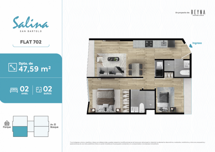 Plano del modelo TIPO 702 del proyecto Salina en San Bartolo
