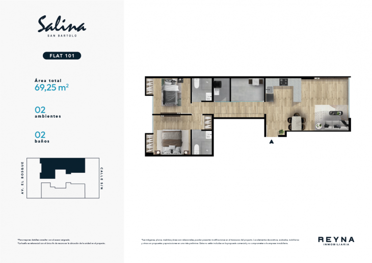 Plano del modelo TIPO 101 del proyecto Salina en San Bartolo