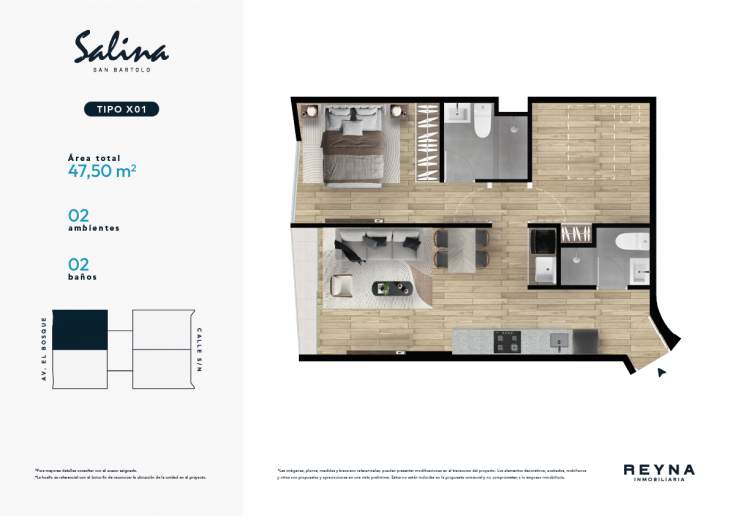 Plano del modelo TIPO X01 del proyecto Salina en San Bartolo