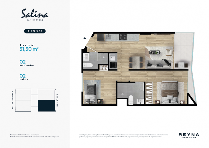 Plano del modelo TIPO X03 del proyecto Salina en San Bartolo