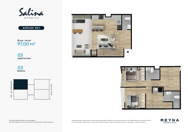 Plano del modelo DÚPLEX 801 del proyecto Salina en San Bartolo