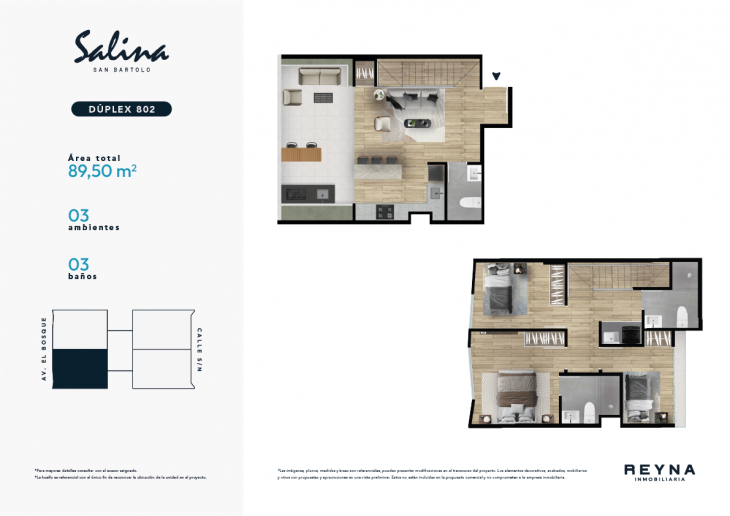 Plano del modelo DÚPLEX 802 del proyecto Salina en San Bartolo