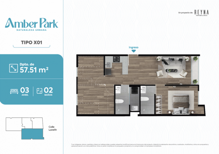 Plano del modelo TIPO X01 del proyecto Amber Park en San Miguel