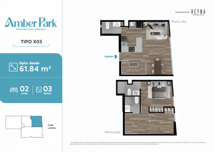 Plano del modelo TIPO X03 del proyecto Amber Park en San Miguel