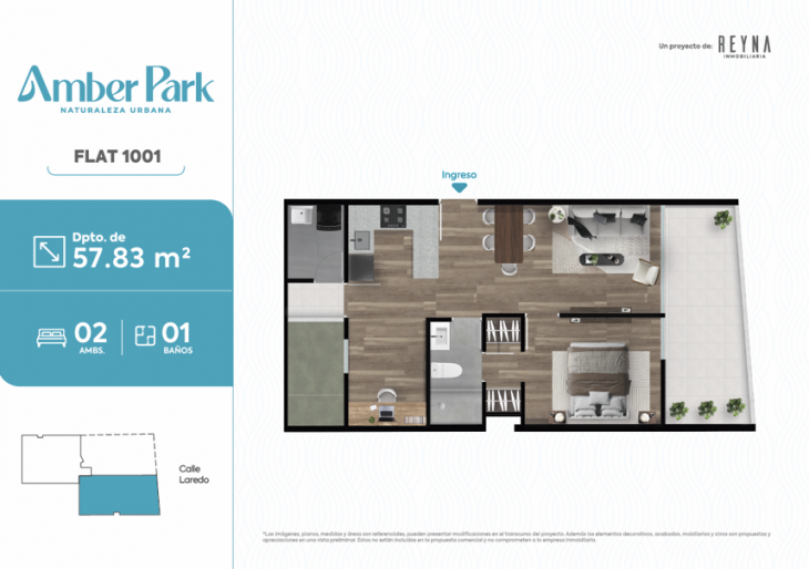 Plano del modelo TIPO 1001 del proyecto Amber Park en San Miguel