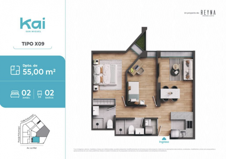 Plano del modelo Tipo X09 del proyecto KAI en San Miguel