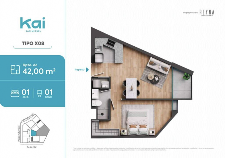 Plano del modelo Tipo X08 del proyecto KAI en San Miguel