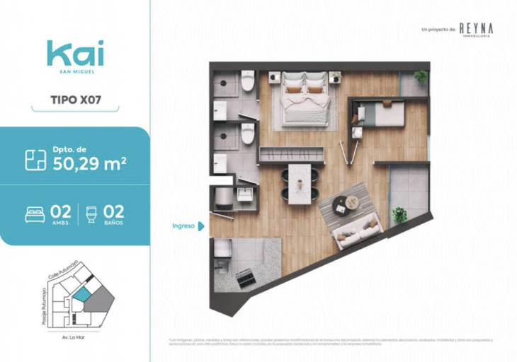 Plano del modelo Tipo X07 del proyecto KAI en San Miguel