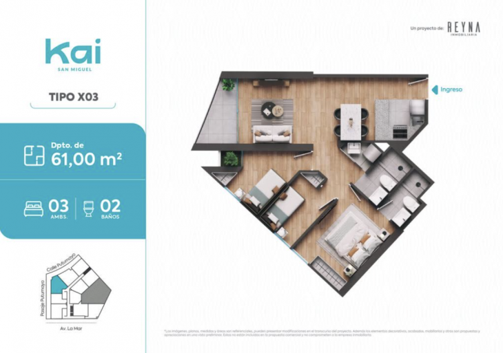 Plano del modelo Tipo X03 del proyecto KAI en San Miguel