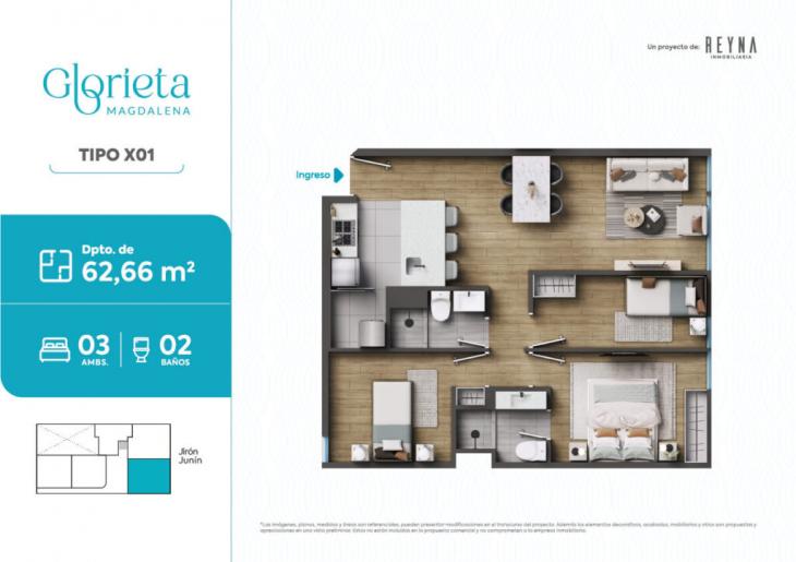 Plano del modelo TIPO 1 del proyecto Glorieta en Magdalena Del Mar