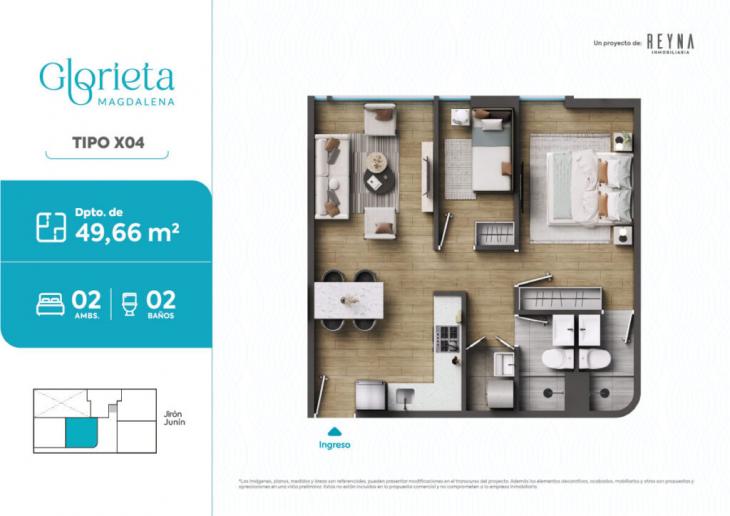 Plano del modelo TIPO 4 del proyecto Glorieta en Magdalena Del Mar