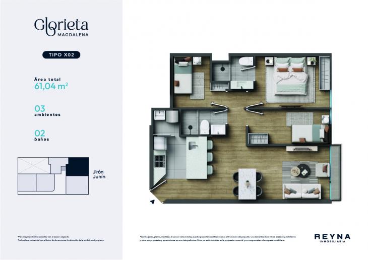 Plano del modelo TIPO 2 del proyecto Glorieta en Magdalena Del Mar