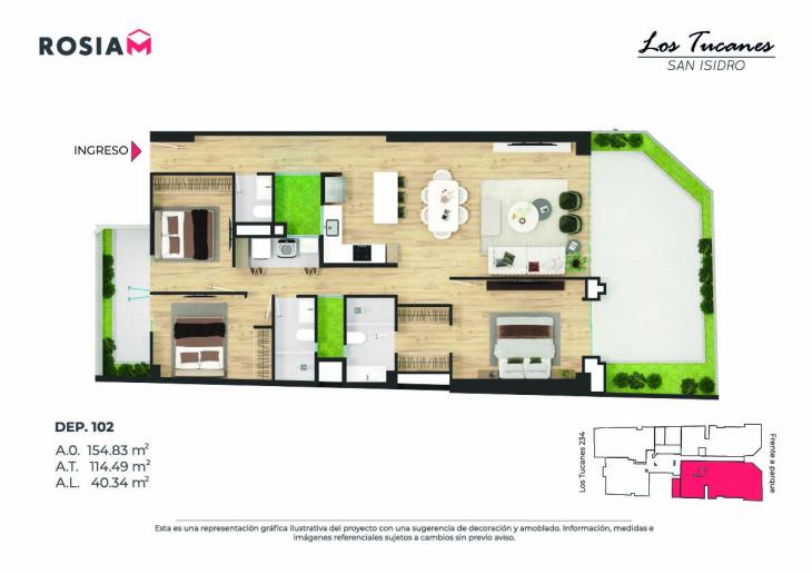Plano del modelo 102 del proyecto Los Tucanes en San Isidro