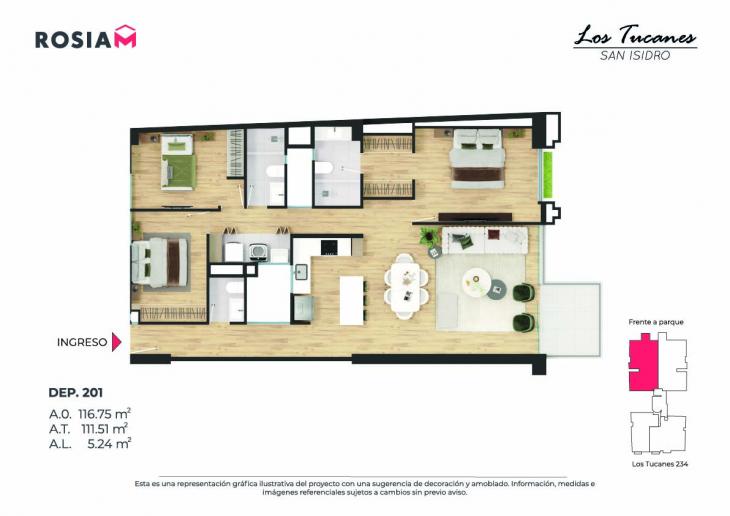 Plano del modelo 201 del proyecto Los Tucanes en San Isidro