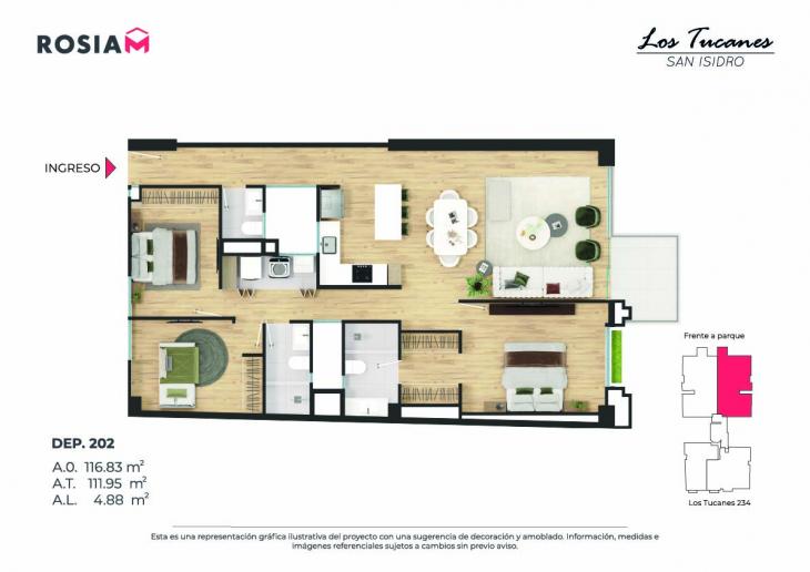 Plano del modelo 202 del proyecto Los Tucanes en San Isidro