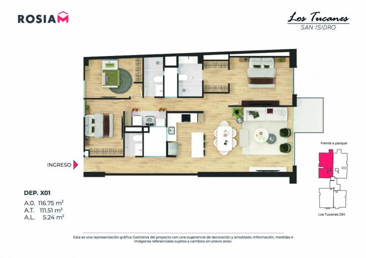 Plano del modelo 501 del proyecto Los Tucanes en San Isidro