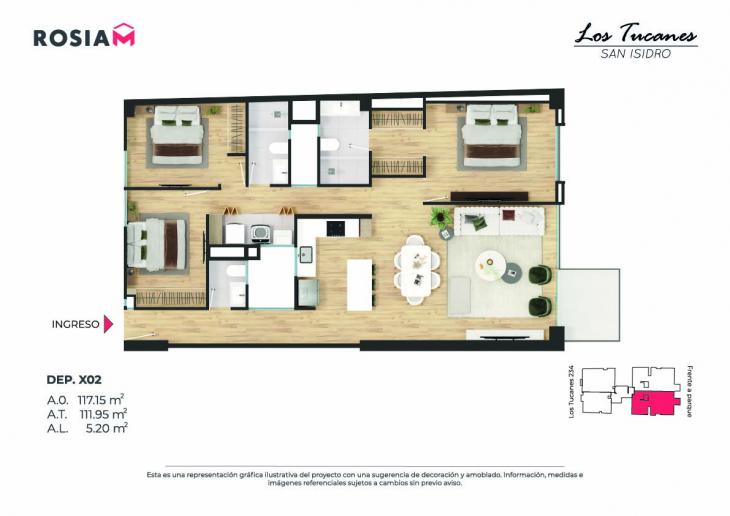 Plano del modelo 702 del proyecto Los Tucanes en San Isidro