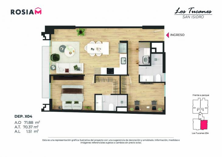 Plano del modelo 704 del proyecto Los Tucanes en San Isidro