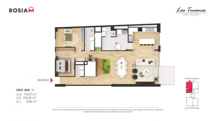 Plano del modelo 801 del proyecto Los Tucanes en San Isidro