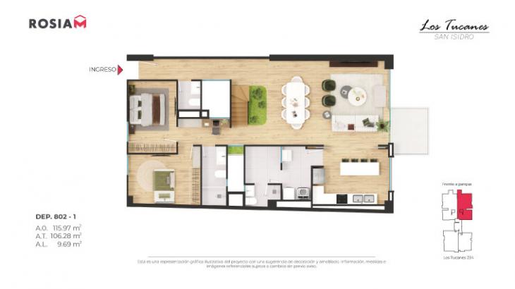 Plano del modelo 802 del proyecto Los Tucanes en San Isidro