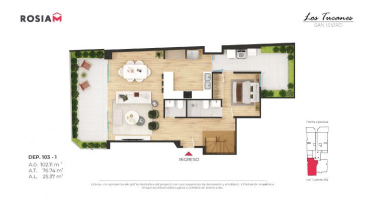 Plano del modelo 103 del proyecto Los Tucanes en San Isidro
