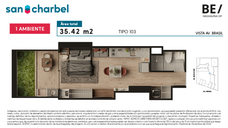 Plano del modelo TIPO 103 del proyecto BE/ en Magdalena Del Mar