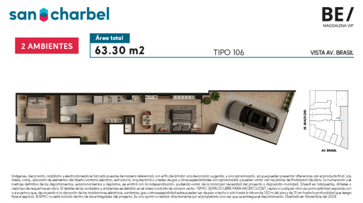 Plano del modelo TIPO 106 del proyecto BE/ en Magdalena Del Mar