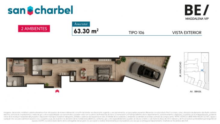 Plano del modelo TIPO 106 del proyecto BE/ en Magdalena Del Mar