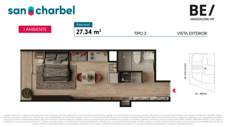 Plano del modelo TIPO 3 del proyecto BE/ en Magdalena Del Mar