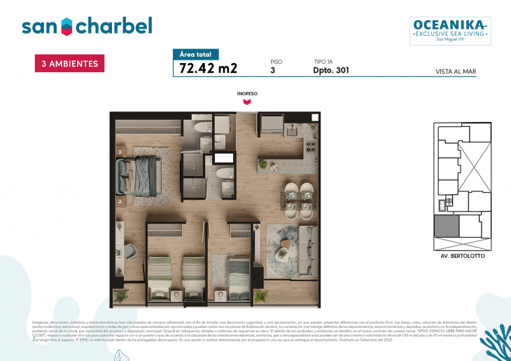 Plano del modelo 301 del proyecto OCEANIKA en San Miguel