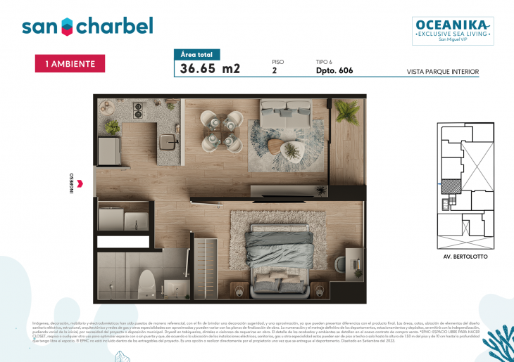 Plano del modelo TIPO 6 del proyecto OCEANIKA en San Miguel