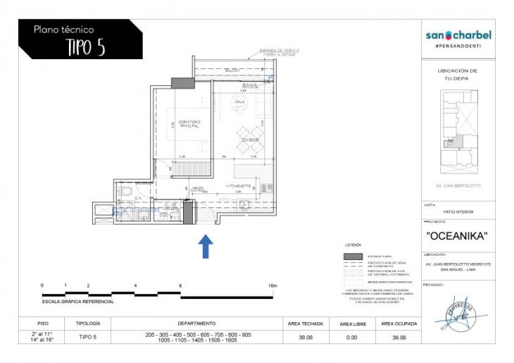 Plano del modelo TIPO 5 del proyecto OCEANIKA en San Miguel