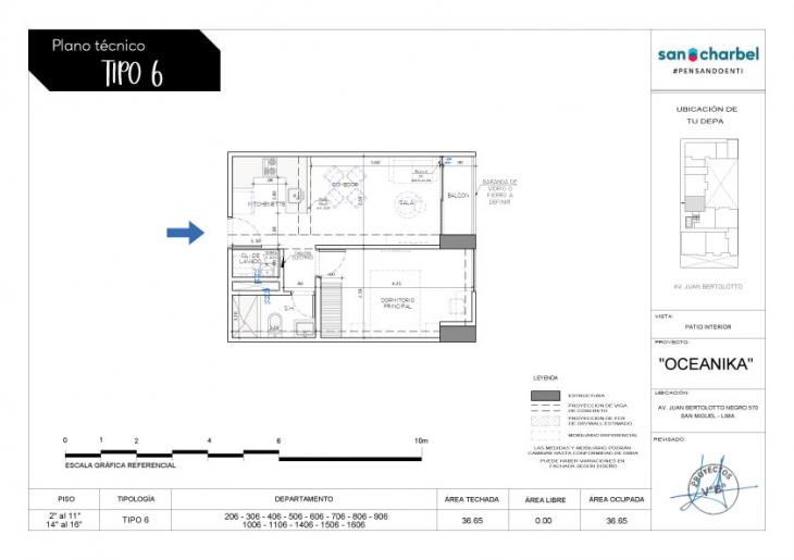 Plano del modelo TIPO 6 del proyecto OCEANIKA en San Miguel