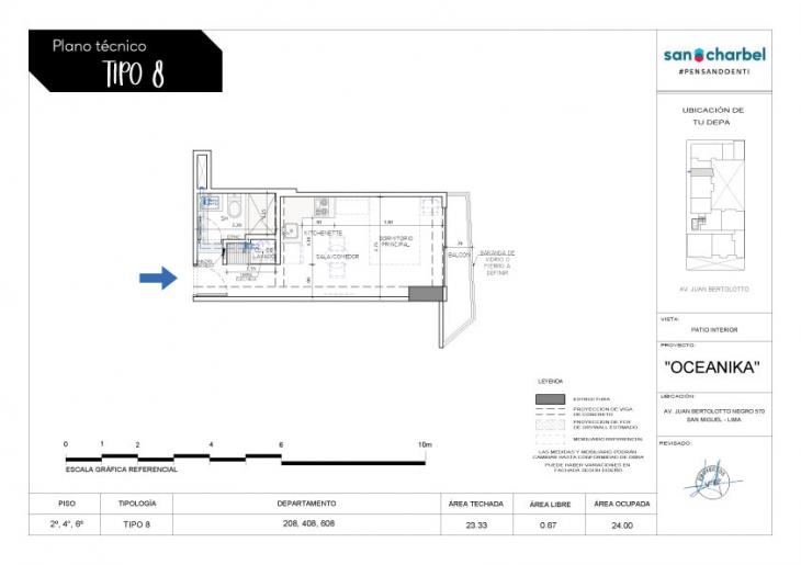 Plano del modelo TIPO 8 del proyecto OCEANIKA en San Miguel