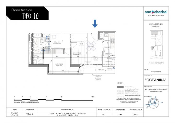 Plano del modelo TIPO 10 del proyecto OCEANIKA en San Miguel